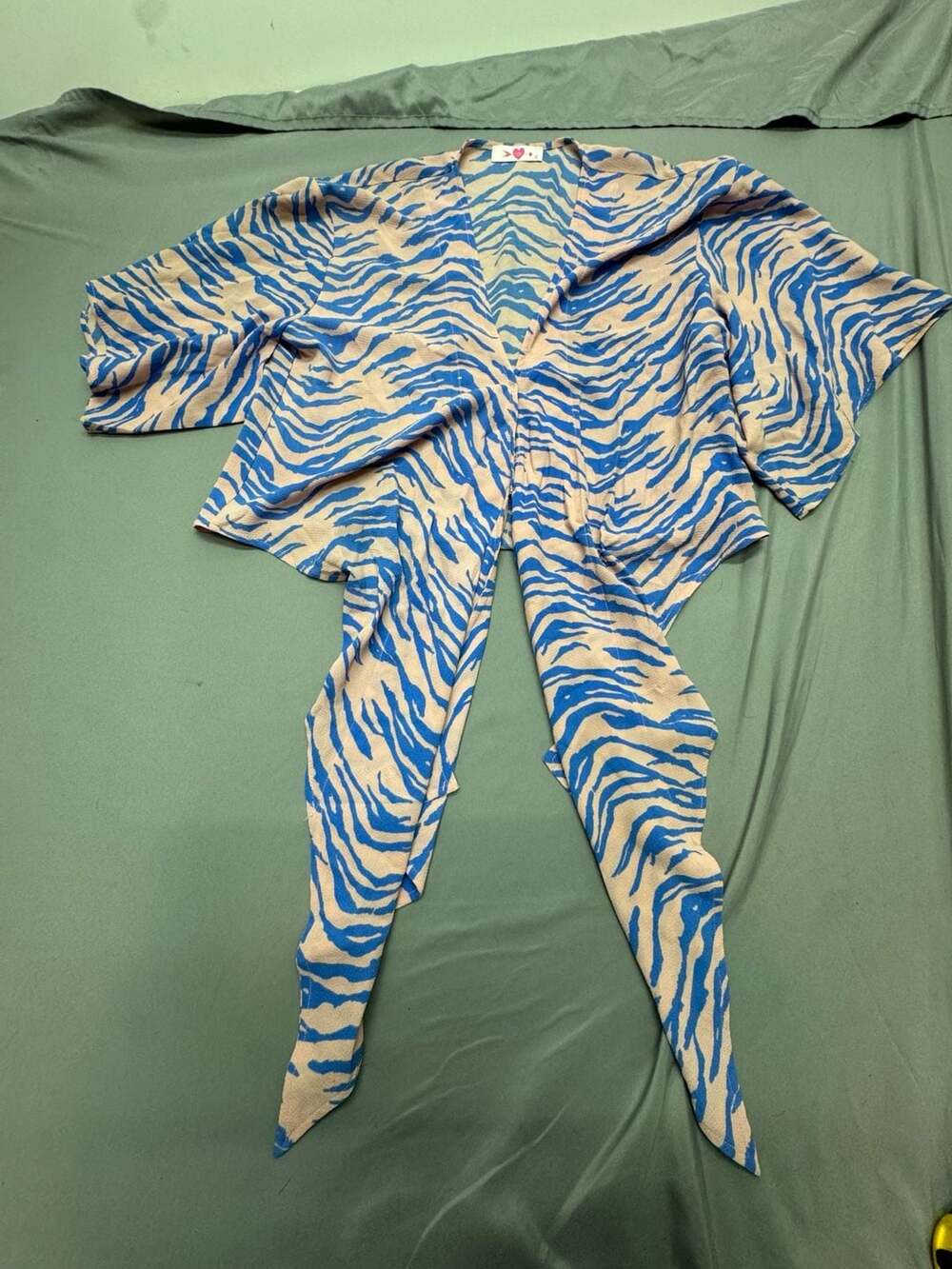 BuddyLove Tie Front Top Size S Blue Pink Zebra Animal Print Beach Coverup